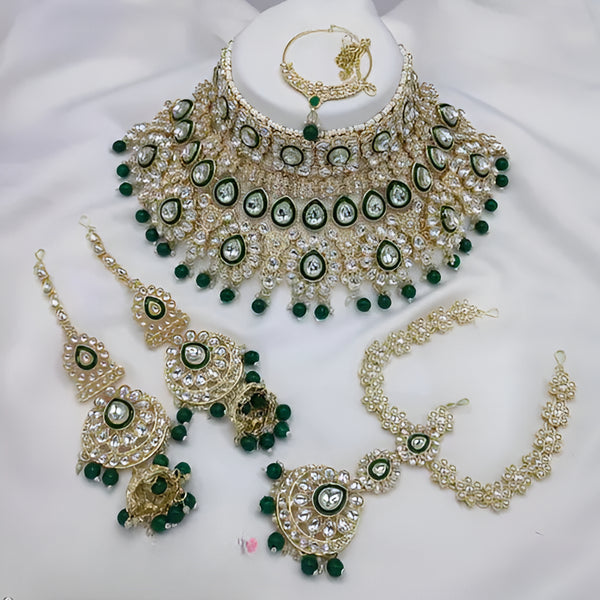 Jewel City Traditional Kundan Bridal Jewelry for Women Handcrafted Necklace with Earrings, Maang Tikka, Indian Wedding Jewellery Set - Distacart