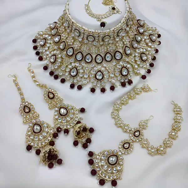 Jewel City Traditional Kundan Bridal Jewelry for Women Handcrafted Necklace with Earrings, Maang Tikka, Indian Wedding Jewellery Set - Distacart