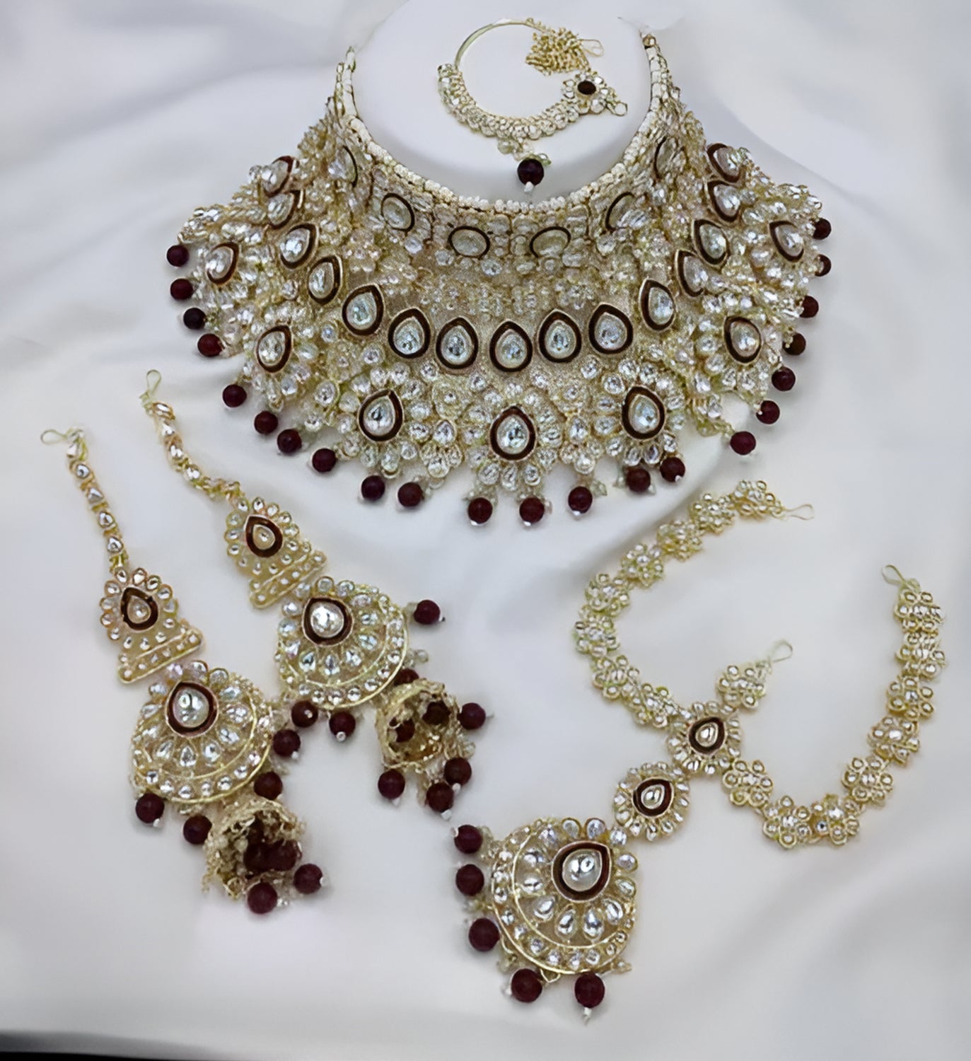 Jewel City Traditional Kundan Bridal Jewelry for Women Handcrafted Necklace with Earrings, Maang Tikka, Indian Wedding Jewellery Set - Distacart