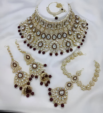 Jewel City Traditional Kundan Bridal Jewelry for Women Handcrafted Necklace with Earrings, Maang Tikka, Indian Wedding Jewellery Set - Distacart