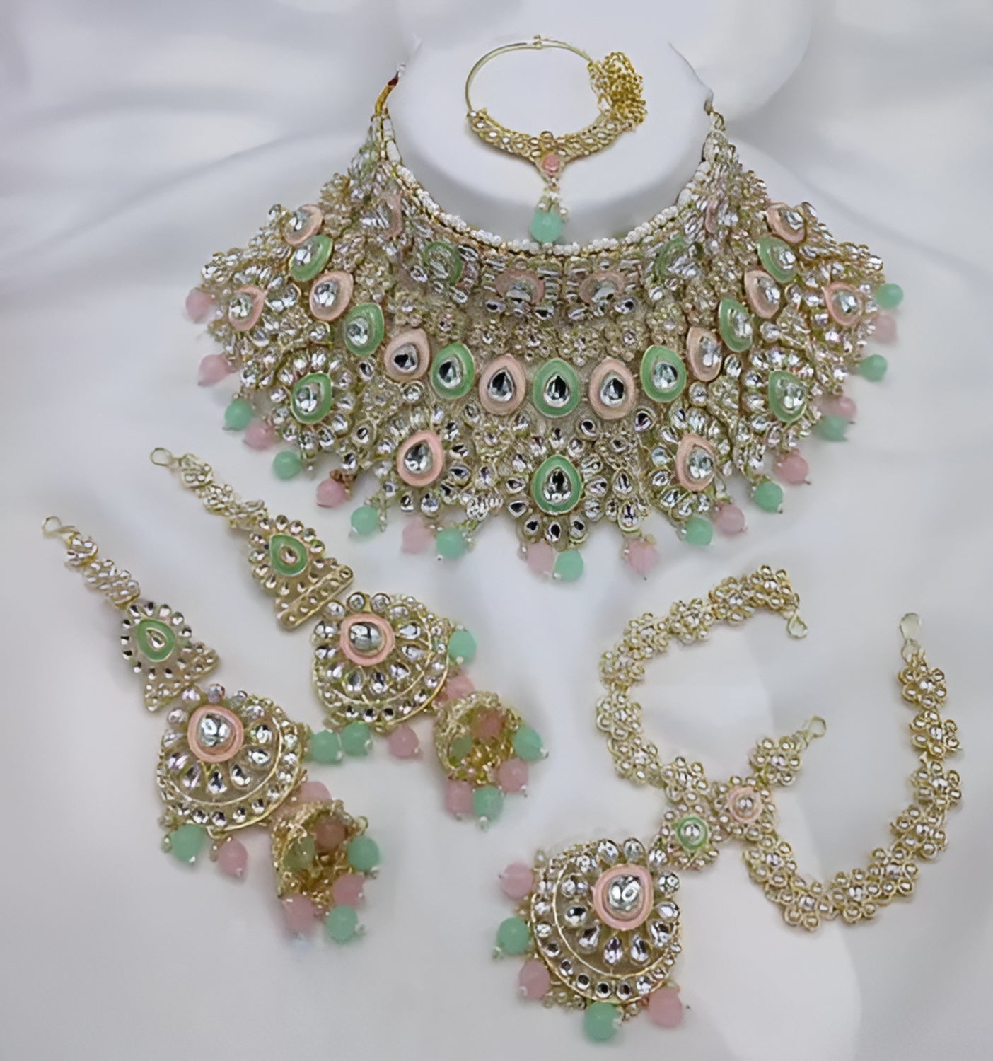 Jewel City Traditional Kundan Bridal Jewelry for Women Handcrafted Necklace with Earrings, Maang Tikka, Indian Wedding Jewellery Set