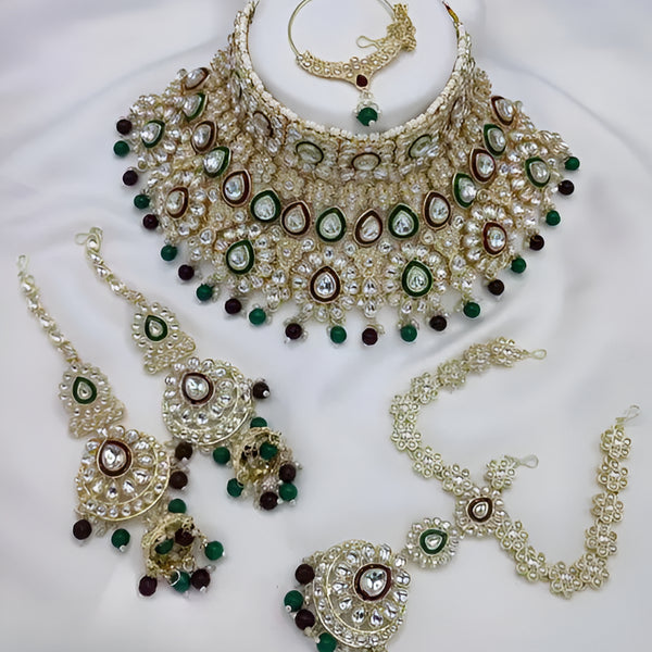 Jewel City Traditional Kundan Bridal Jewelry for Women Handcrafted Necklace with Earrings, Maang Tikka, Indian Wedding Jewellery Set - Distacart