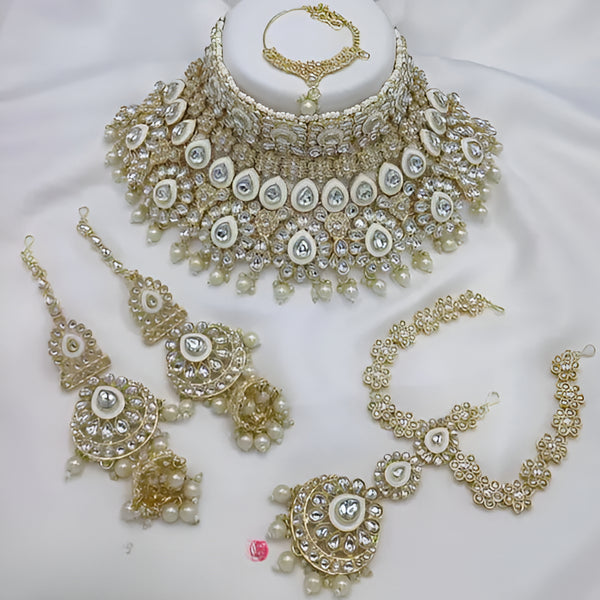 Jewel City Traditional Kundan Bridal Jewelry for Women Handcrafted Necklace with Earrings, Maang Tikka, Indian Wedding Jewellery Set - Distacart