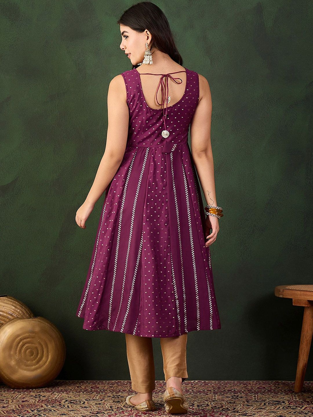 Sangria Woven Design Anarkali Kurta