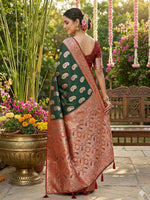 Thumbnail for Shree Shyam Fashion Green Silk Blend Saree - Distacart