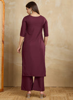 Thumbnail for Prazu Fashion Maroon Printed Cotton Blend Kurta Pant Set - Distacart