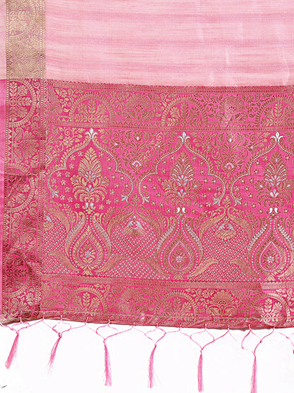 Shree Shyam Fashion Pink Organza Saree - Ethereal Sophistication in Every Fold - Distacart