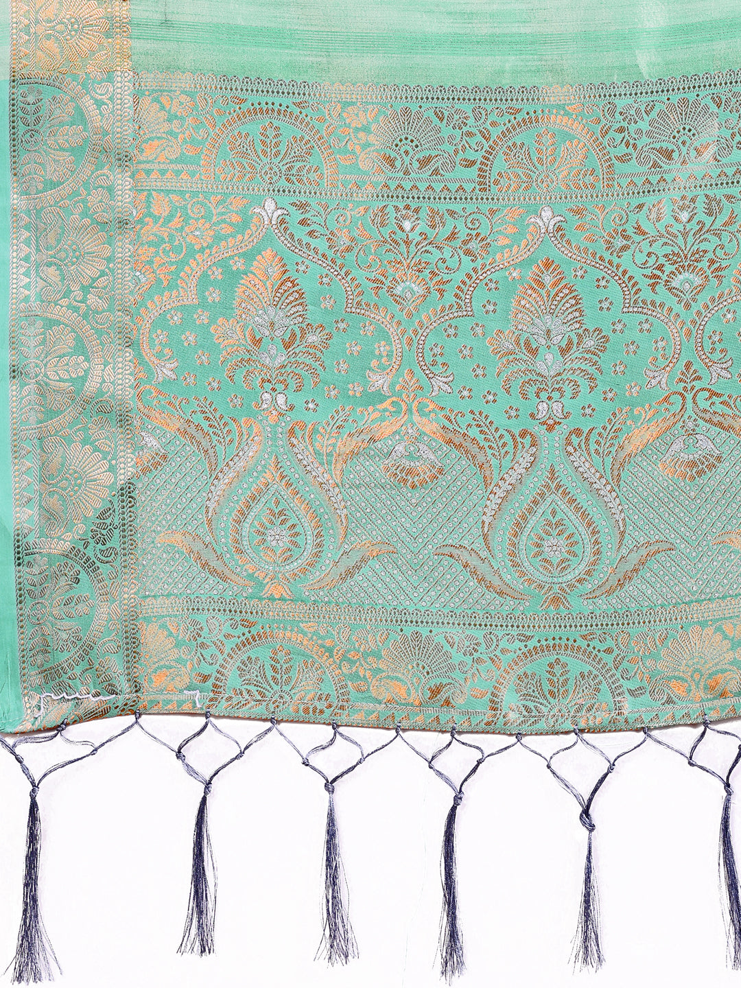 Shree Shyam Fashion Teal Organza Saree - Ethereal Sophistication in Every Fold - Distacart