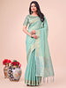 Shree Shyam Fashion Teal Organza Saree - Ethereal Sophistication in Every Fold - Distacart