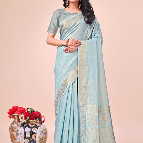 Astita Light Blue Organza Saree - Ethereal Sophistication in Every Fold - Distacart