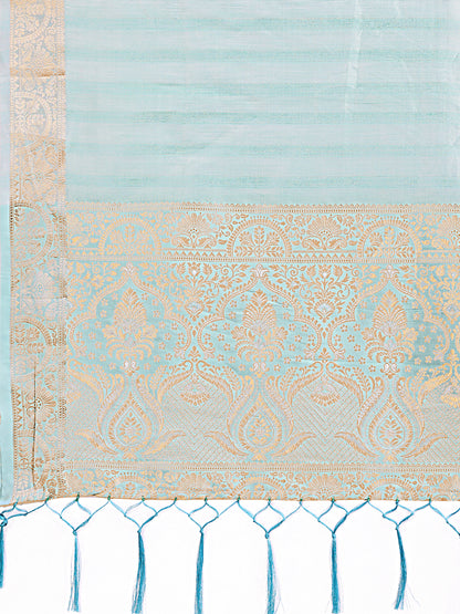 Shree Shyam Fashion Light Blue Organza Saree - Ethereal Sophistication in Every Fold - Distacart