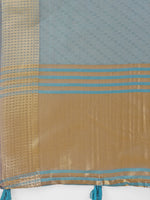 Thumbnail for Astita Graceful Sea Green Organza Saree with Rich Golden Zari Border | Elegant Party Wear Saree with Blouse Piece - Distacart