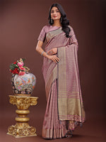 Thumbnail for Astita Magenta Organza Saree with Golden Zari Border | Elegant Soft Lightweight Party Wear Saree with Blouse - Distacart