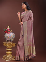 Thumbnail for Astita Magenta Organza Saree with Golden Zari Border | Elegant Soft Lightweight Party Wear Saree with Blouse - Distacart
