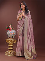 Thumbnail for Astita Magenta Organza Saree with Golden Zari Border | Elegant Soft Lightweight Party Wear Saree with Blouse - Distacart