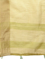 Thumbnail for Astita Elegant Mehndi Green Linen Saree with Golden Zari Border & Rich Pallu | Soft Drape | Festive & Office Wear - Distacart
