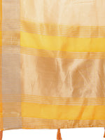 Thumbnail for Astita Elegant Yellow & Yellow Organza Saree with Rich Zari Border & Pallu Tassels | Premium Partywear Saree for Women