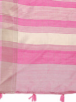 Thumbnail for Astita Pink Organza Woven Zari Work Traditional Tassel Saree