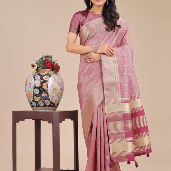 Astita Purple Organza Woven Zari Work Traditional Tassel Saree - Distacart