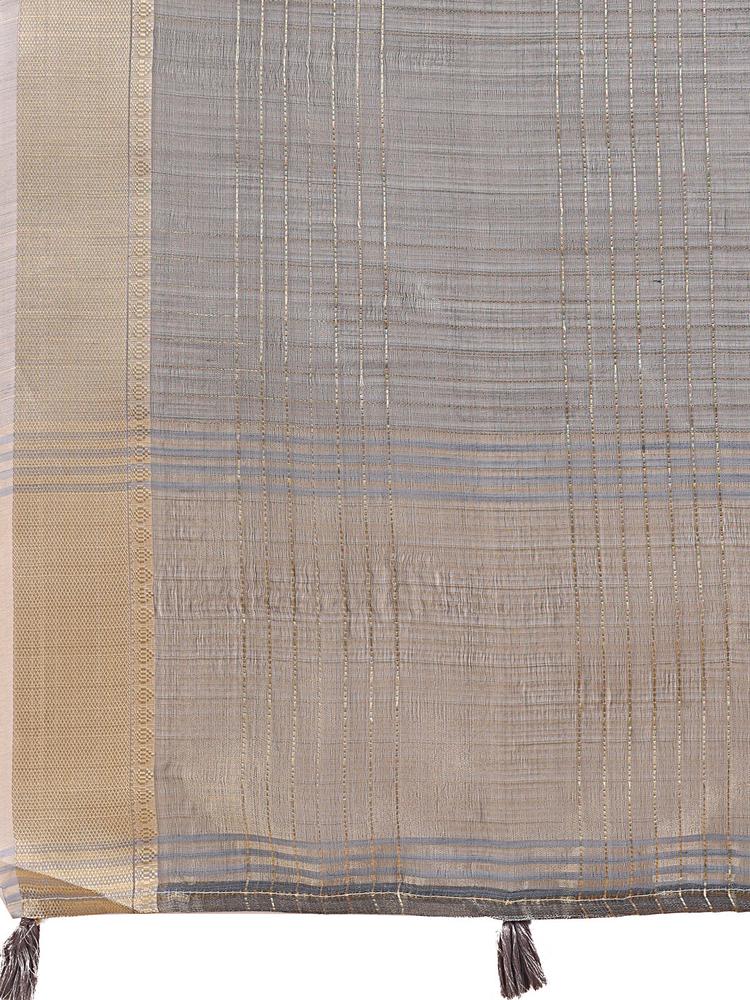 Astita Grey Organza Saree with Gold Checked Design - Elegant & Classy Traditional Wear for Formal & Festive Occasions - Distacart