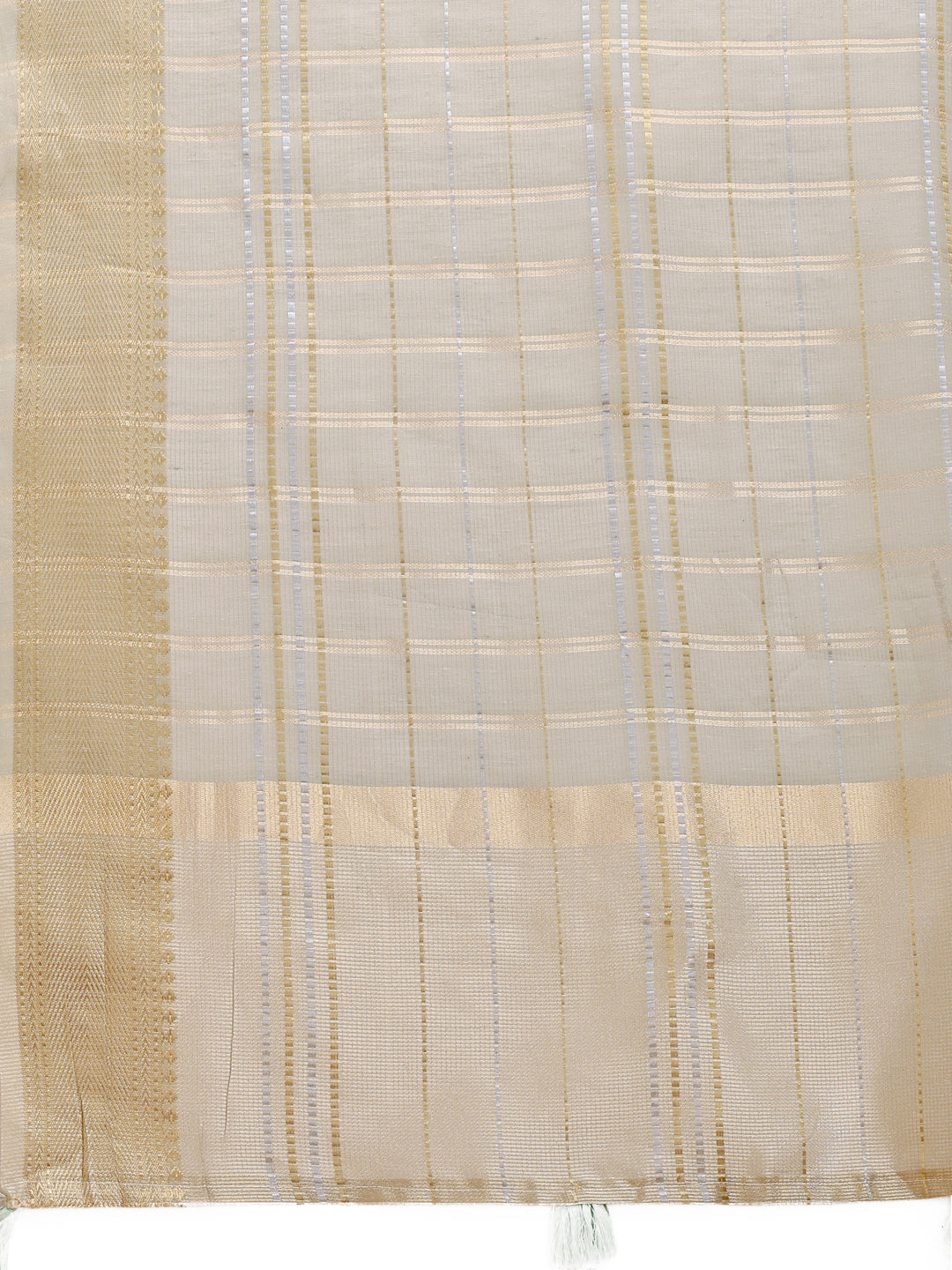 Astita Beige Organza Woven Zari Work Traditional Tassel Saree - Distacart