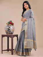 Thumbnail for Astita Sky Blue Organza Woven Zari Work Traditional Tassel Saree - Distacart