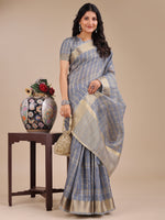 Thumbnail for Astita Sky Blue Organza Woven Zari Work Traditional Tassel Saree - Distacart