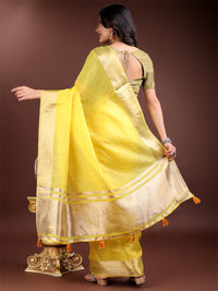 Thumbnail for Astita Yellow Gold Cotton Ready-to-Wear Saree - Simplicity Meets Effortless Grace