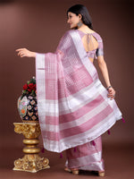 Thumbnail for Astita Purple Organza Woven Zari Work Traditional Tassel Saree - Distacart