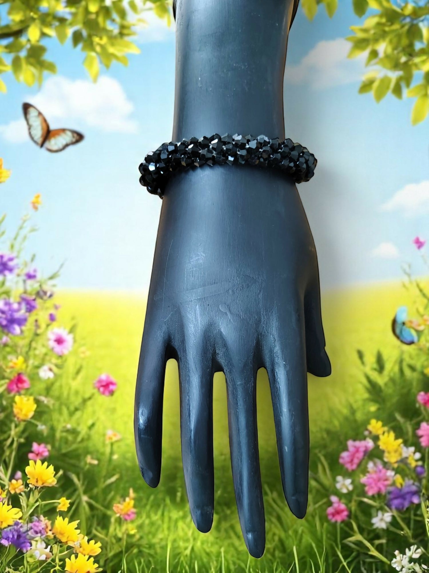 Inhanns Unisex Crystal Bloom – Adjustable Crystal Bead Bracelets - Black - Distacart