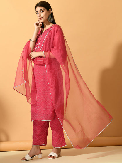 Myshka Women's Pink Embroidered Party Kurta Sets - Distacart