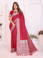 Thumbnail for Aastha Fashion Red Georgette Silk Zari Weaving Saree - Distacart