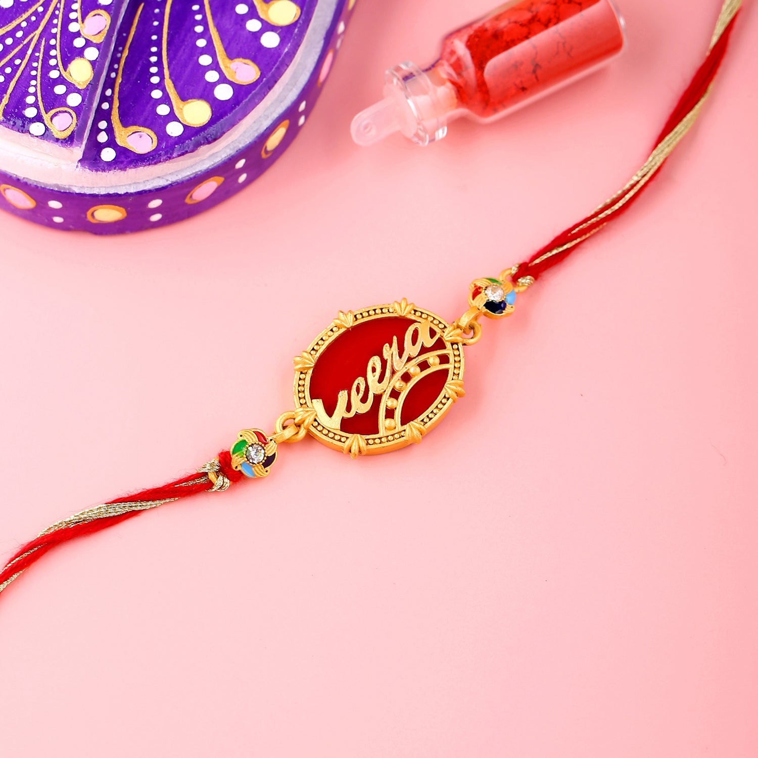 trueBrowns X Voylla Designer Veera Enameled Rakhi With Roli Chaawal Pack - Distacart