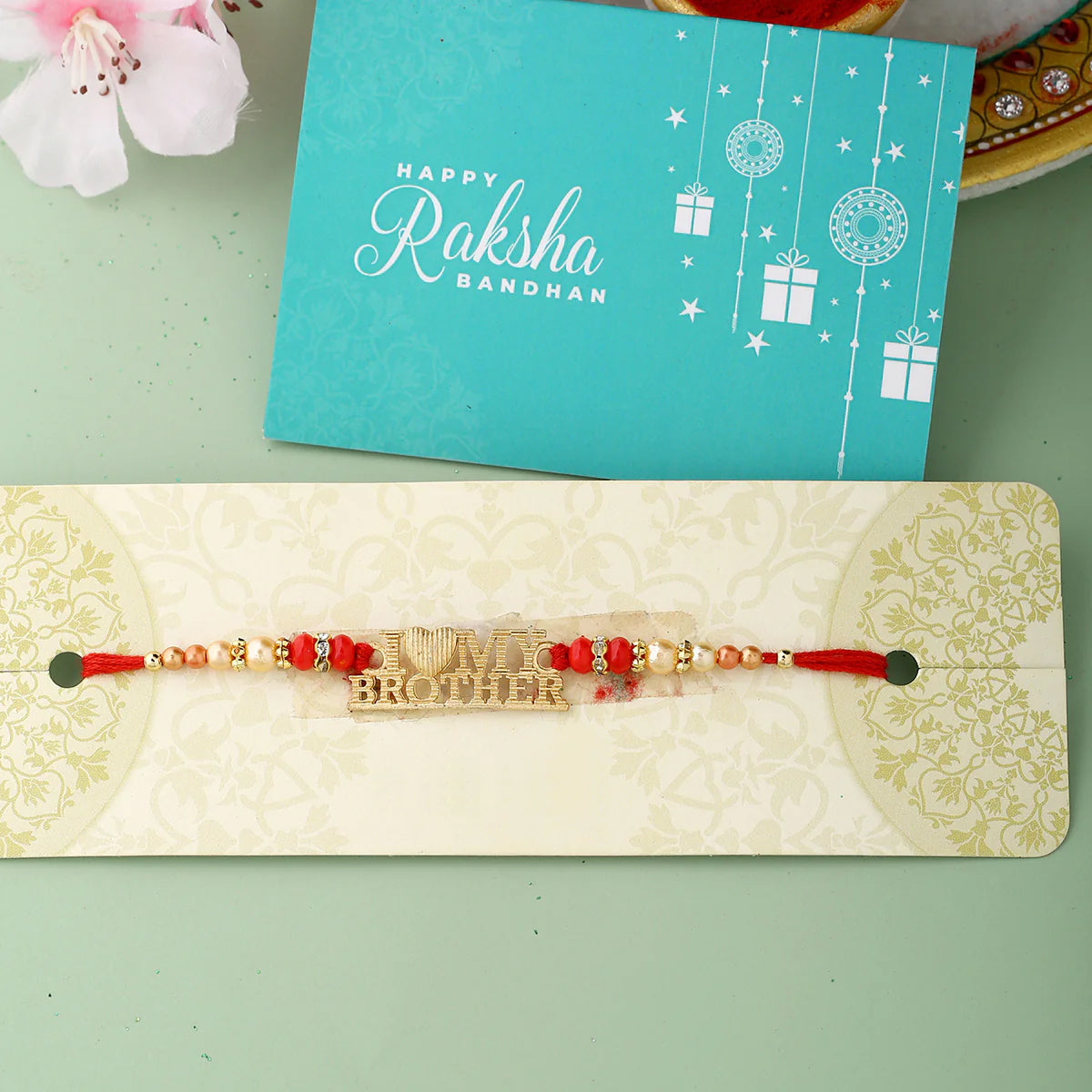 trueBrowns X Voylla I Love My Brother Designer Rakhi With Roli Chaawal Pack