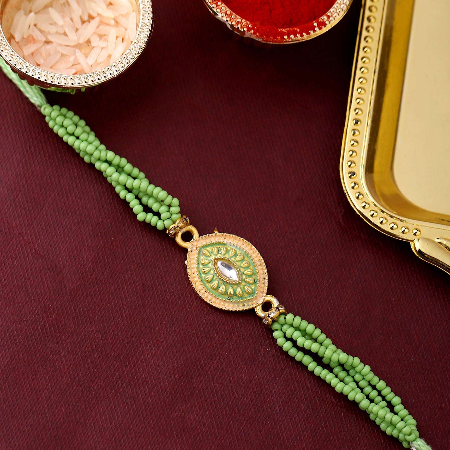 trueBrowns X Voylla Designer Beaded Rakhi With Roli Chaawal Pack - Distacart