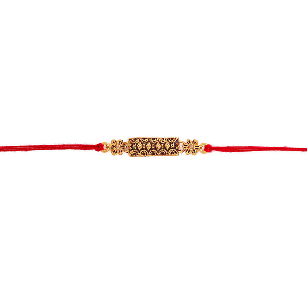 trueBrowns X Voylla Antique Floral Designer Rakhi With Roli Chaawal Pack