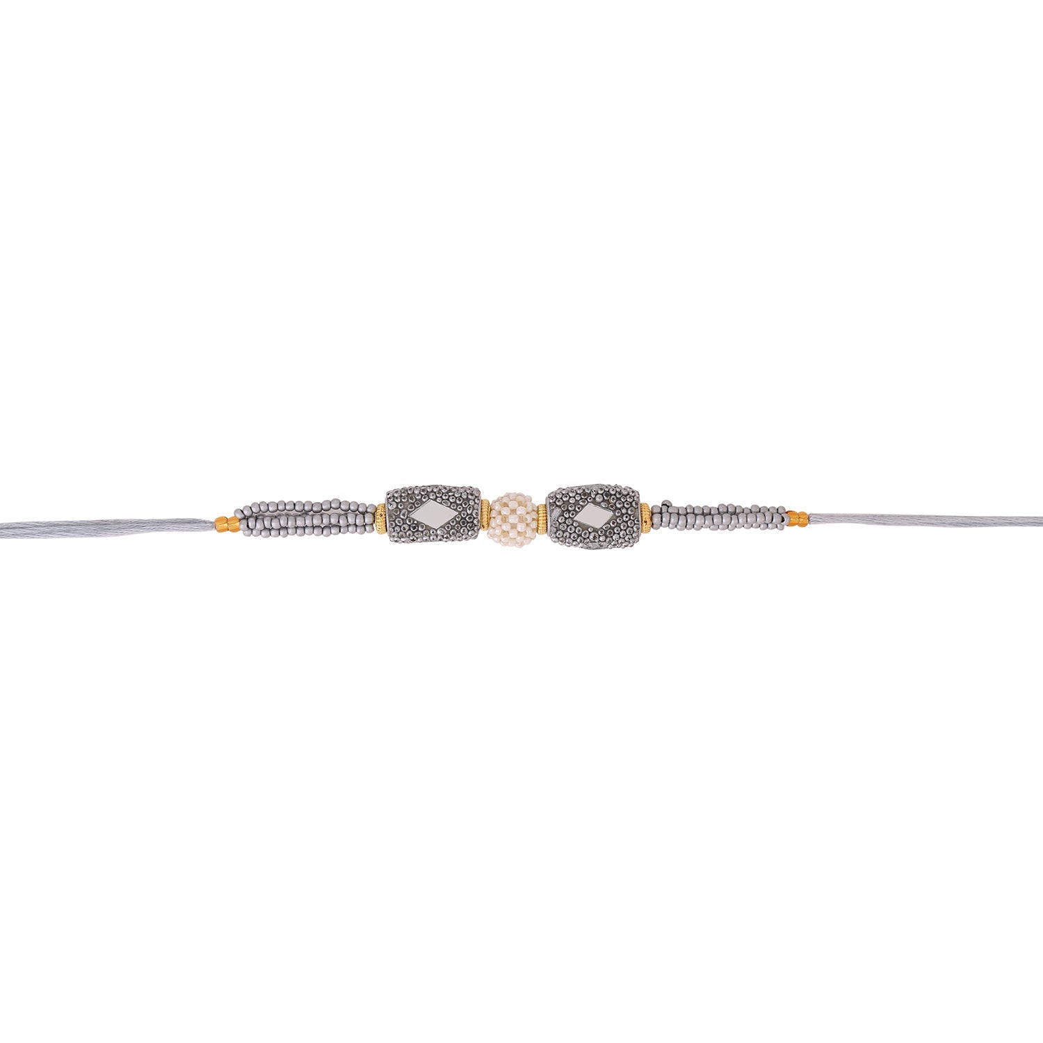 trueBrowns X Voylla Silver Beaded Rakhi With Roli Chaawal Pack - Distacart