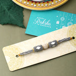 Thumbnail for trueBrowns X Voylla Silver Beaded Rakhi With Roli Chaawal Pack