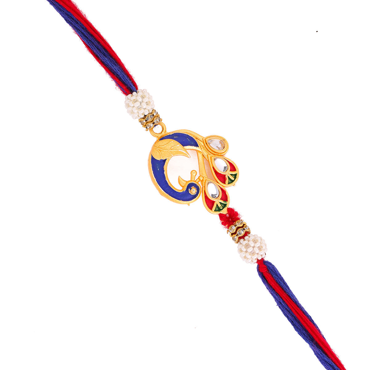 trueBrowns X Voylla Designer Enameled Peacock Rakhi With Roli Chaawal Pack