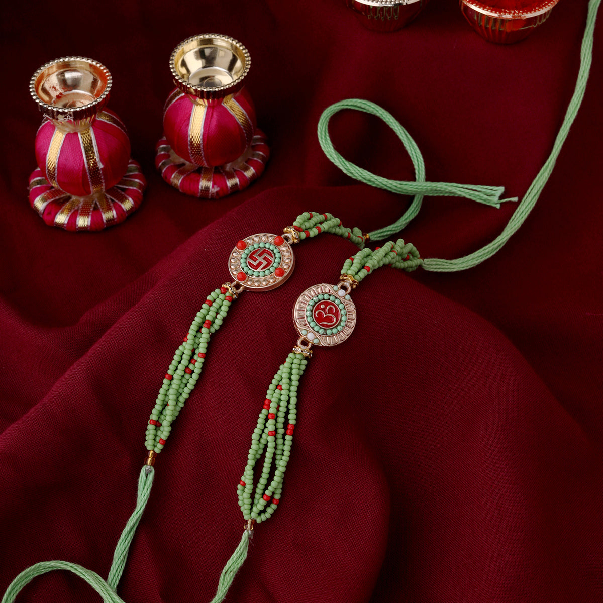 trueBrowns X Voylla Set of Two Beaded Rakhis With Roli Chaawal Pack - Distacart