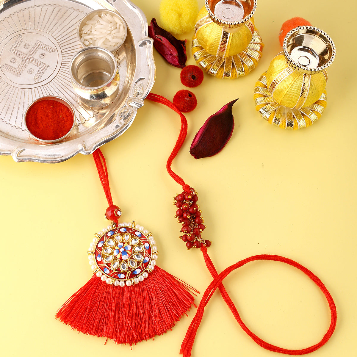 trueBrowns X Voylla Designer Bhaiya Bhabhi Rakhi Set With Roli Chaawal Pack - Distacart