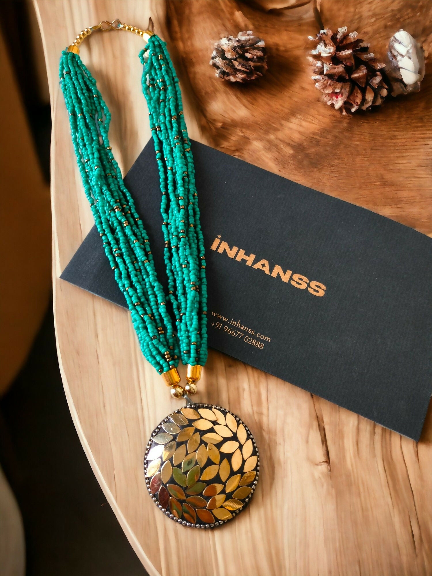 Inhanns Everyday Statement Beaded Pendant Necklace - Sea Green - Distacart
