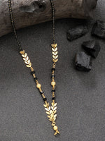 Thumbnail for NVR Women's Short Mangalsutra Designs Gold-Polished & Black Beaded Mangalsutra - Distacart