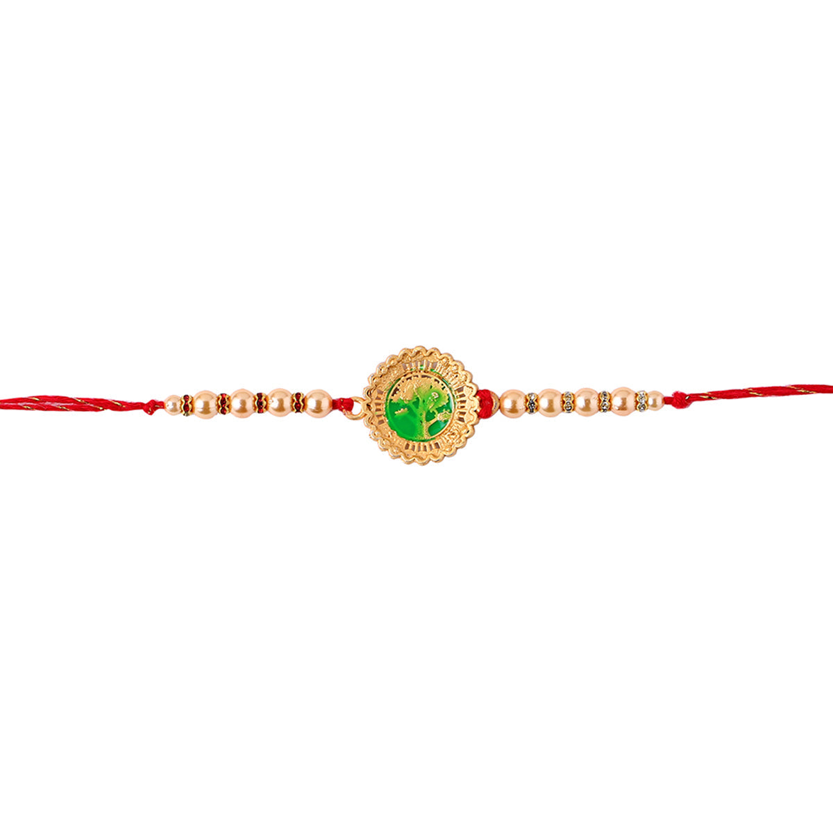 trueBrowns X Voylla Beige Beaded Enamel Rakhi With Roli Chaawal Pack