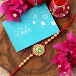 Thumbnail for trueBrowns X Voylla Beige Beaded Enamel Rakhi With Roli Chaawal Pack
