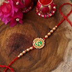 Thumbnail for trueBrowns X Voylla Beige Beaded Enamel Rakhi With Roli Chaawal Pack