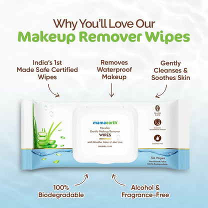 Mamaearth Micellar Gentle Makeup Remover Wipes - Distacart