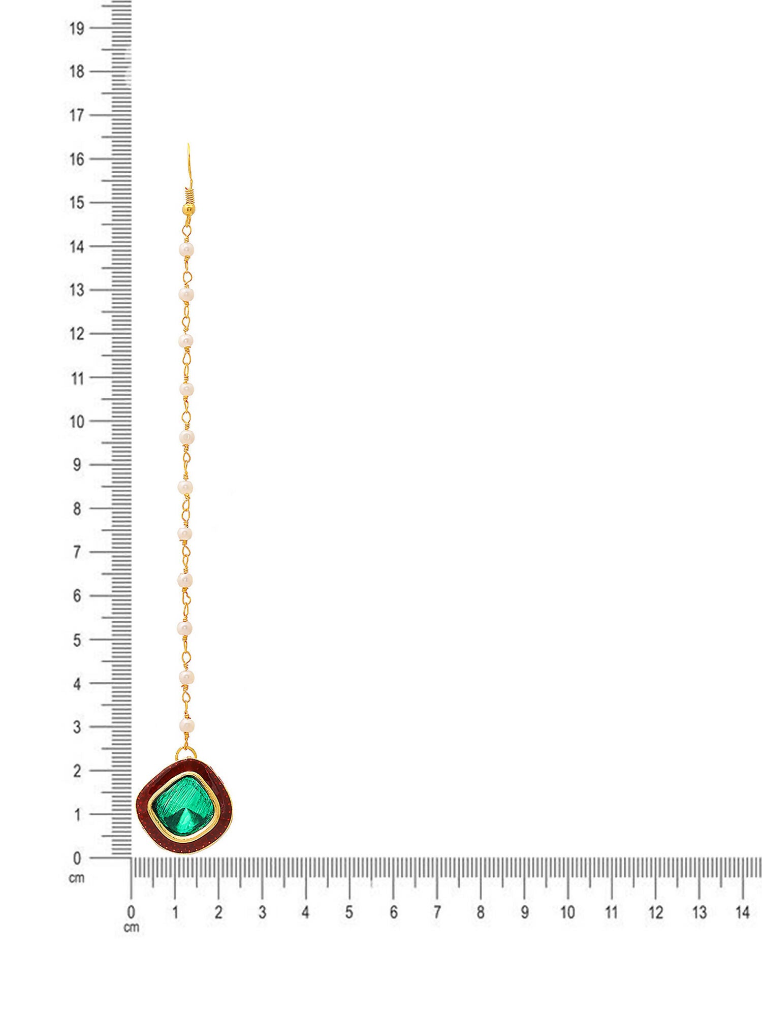 Ruby Raang Green and Red Meenakari Kundan Maang tikka