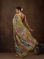 Thumbnail for Multicolor Silk Blend Digital Print Floral Saree with Unstitched Blouse - Hiral Fashion - Distacart