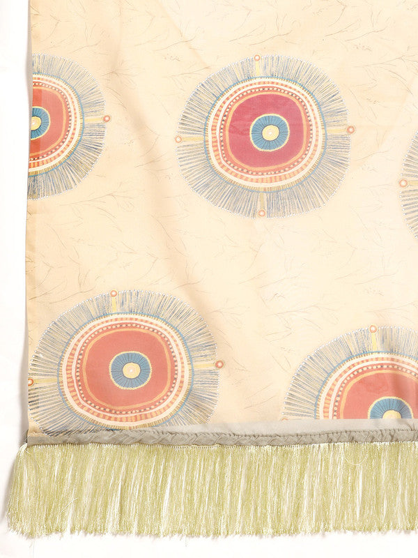 Beige Silk Blend Digital Print Geomatric Saree with Unstitched Blouse - Hiral Fashion - Distacart